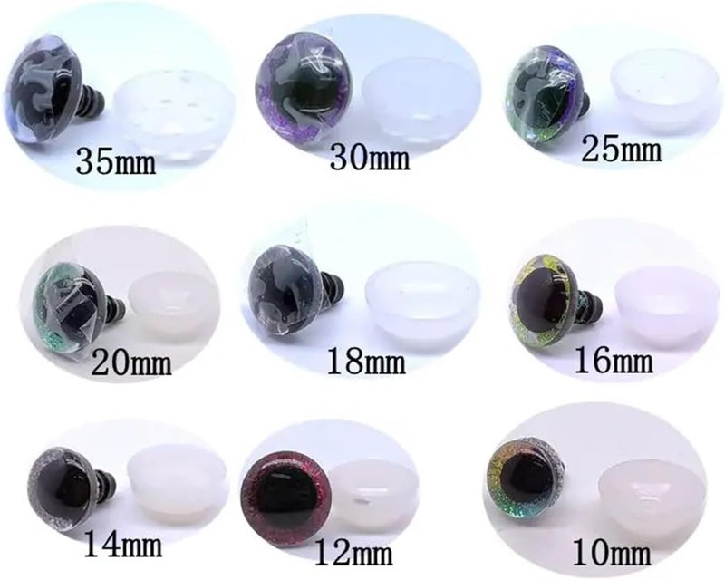 20pcs Safety Animal Plastic Eyes Doll Making Supply Colorful Eyes DIY Accessories 3D Eyes Stuffed Doll Glitter Eyes Crochet(14mm) - Image 4
