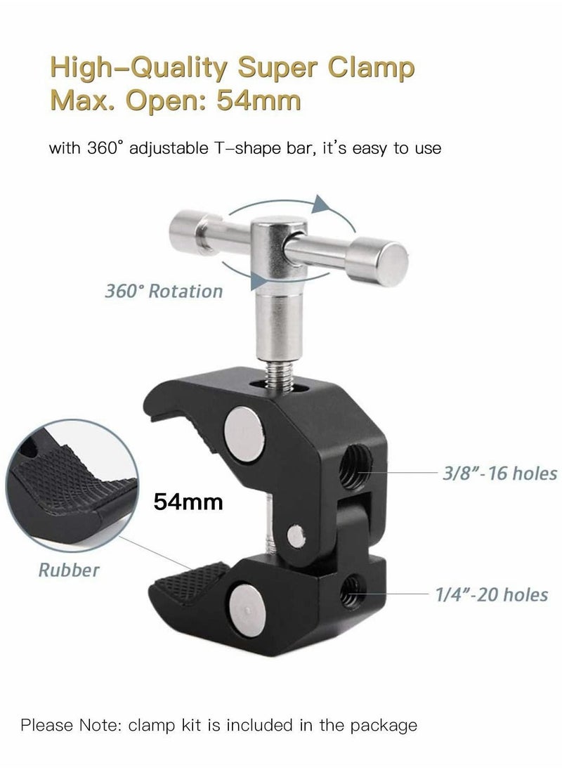 Y&D - Camera Clamp Mount 3/8" thread and 1/4" Screw with 360° Ballhead Magic Arm for DSLR Camera, LED - Image 1