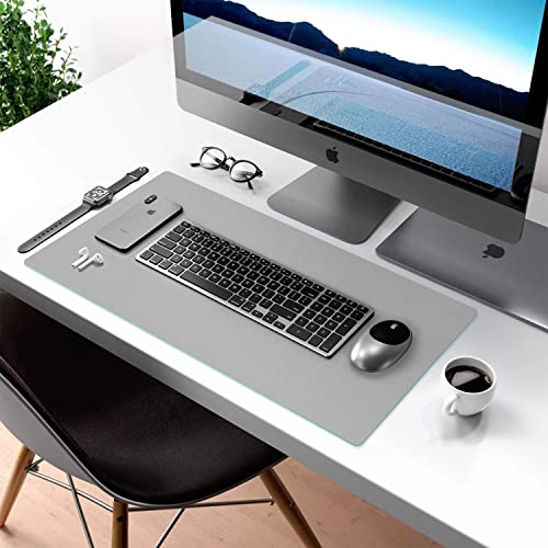Aothia Double-Sided PU Leather Desk Pad - Non-Slip Large Mouse Pad & Desk Mat for Office, Home - Waterproof, Easy to Clean, Durable Dual-Sided Surface (31.5" x 15.7", Grey) - Image 4