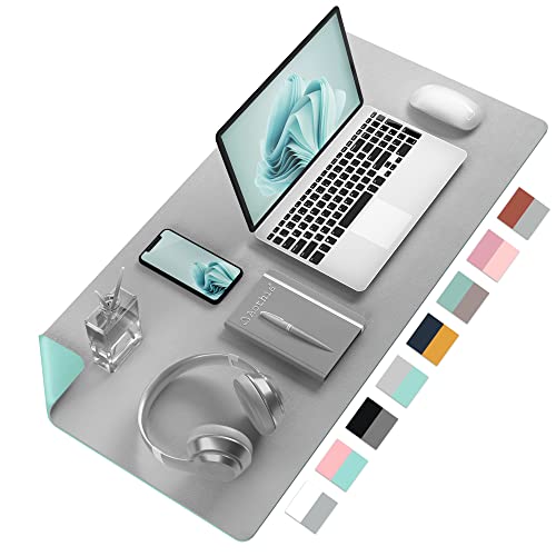 Aothia Double-Sided PU Leather Desk Pad - Non-Slip Large Mouse Pad & Desk Mat for Office, Home - Waterproof, Easy to Clean, Durable Dual-Sided Surface (31.5" x 15.7", Grey) - Image 1