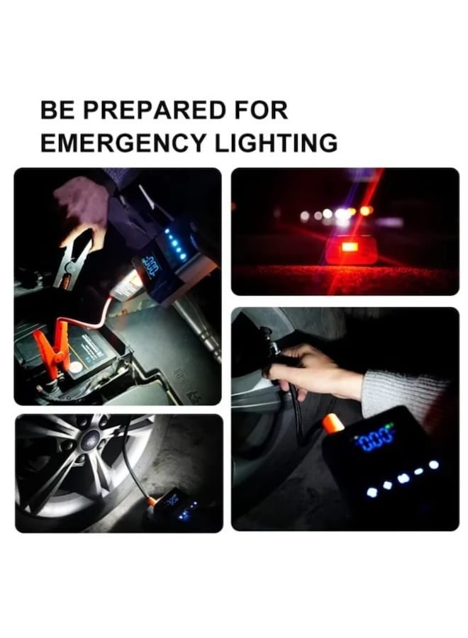 ريبنيو Rebenuo 1500A Car Jump Starter with 12000mAh Battery – Portable 3-in-1 Emergency Power Kit with 150 PSI Digital Air Compressor, LED Flashlight, SOS Light, USB-C Fast Charging – Compact Jump Box for 12V Gas & Diesel Cars, SUVs, Motorcycles & More - Image 3