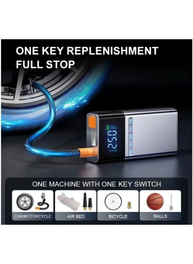 ريبنيو Rebenuo 1500A Car Jump Starter with 12000mAh Battery – Portable 3-in-1 Emergency Power Kit with 150 PSI Digital Air Compressor, LED Flashlight, SOS Light, USB-C Fast Charging – Compact Jump Box for 12V Gas & Diesel Cars, SUVs, Motorcycles & More - Image 4