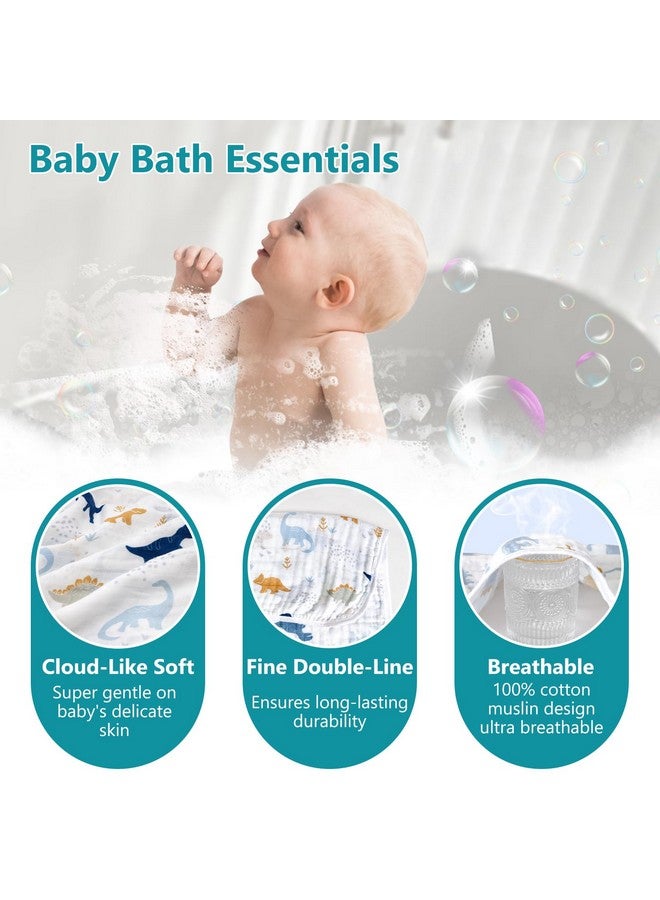 PHF 2 Pack Baby Hooded Towels, 100% Muslin Cotton Baby Bath Towel with Hood for Newborn, Infant, Toddler, Ultra Soft and Absorbent Baby Essentials Bath Towels for Boys, 32x32Inch, Dinosaur - Image 2