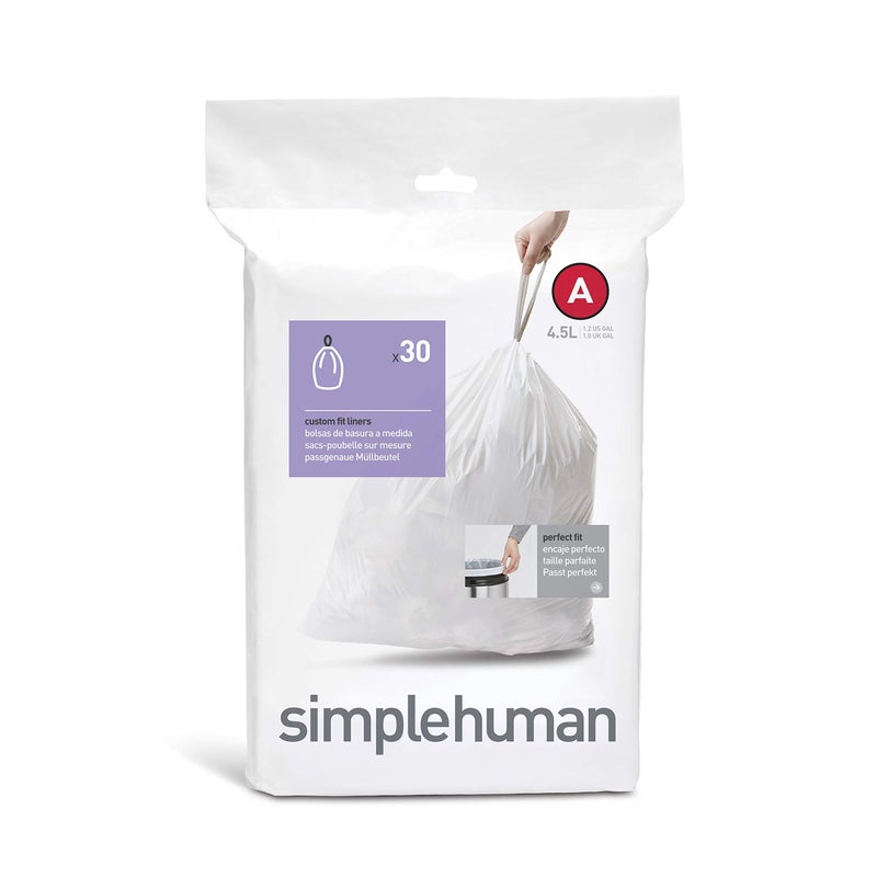 simplehuman Trash Can Liner A, 4.5 Liters/1.2 Gallons, 30-Count - Image 1