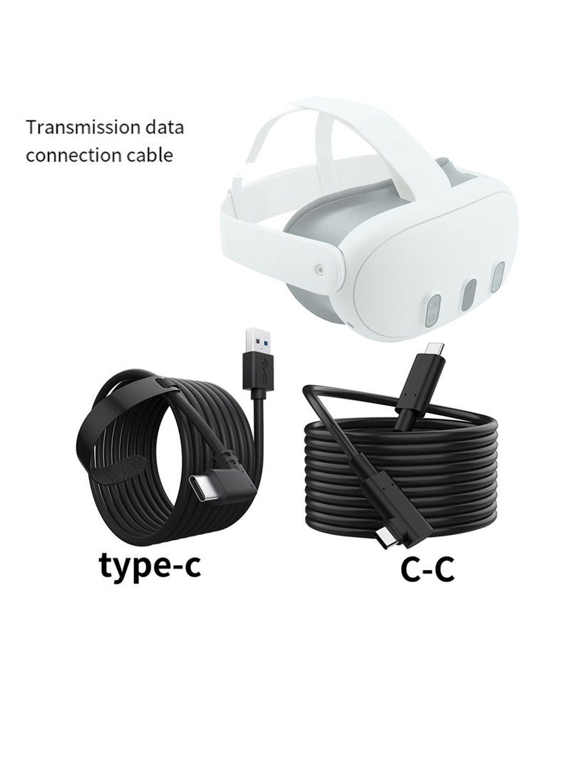 AROAQ VR Link Cable For Meta Quest 3, VR High Speed Stable Data Transmission Cable, Portable Easy To Use Signal Extension Cable, Strong And Flexible Connection Cable For Quest 3, (5m C To C, Pack Of 2pcs) - Image 4
