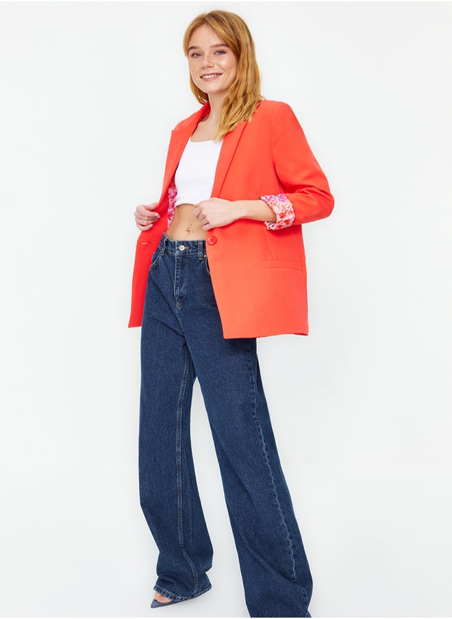 trendyol - Pomegranate Blossom Regular Lining Detailed Woven Blazer Jacket TWOAW20CE0316 - Image 1