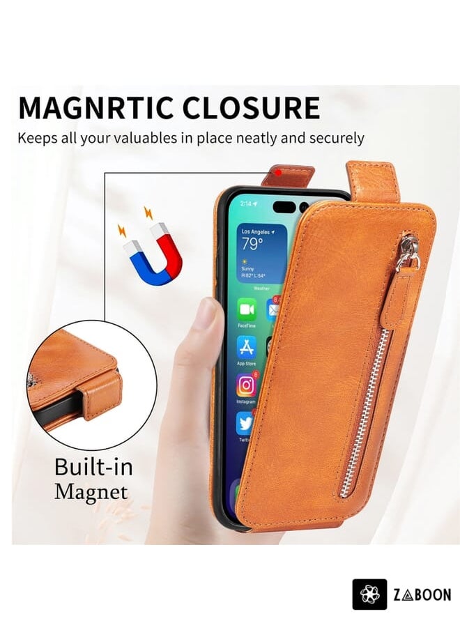 Green Tiger - For iPhone 15 Pro Max Zipper Wallet Vertical Flip Leather Phone Case(Brown) - Image 1