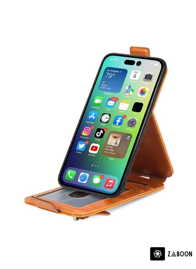 Green Tiger - For iPhone 15 Pro Max Zipper Wallet Vertical Flip Leather Phone Case(Brown) - Image 1