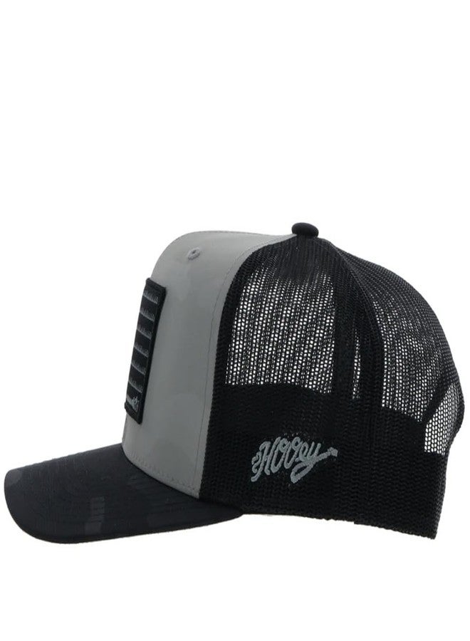 HOOEY Liberty Rope Trucker Hat for Men - Adjustable Snapback, Breathable Mesh Baseball Cap - Western Trucker Hat - One Size - American Flag Logo Design - Grey Camo/Black - Image 3