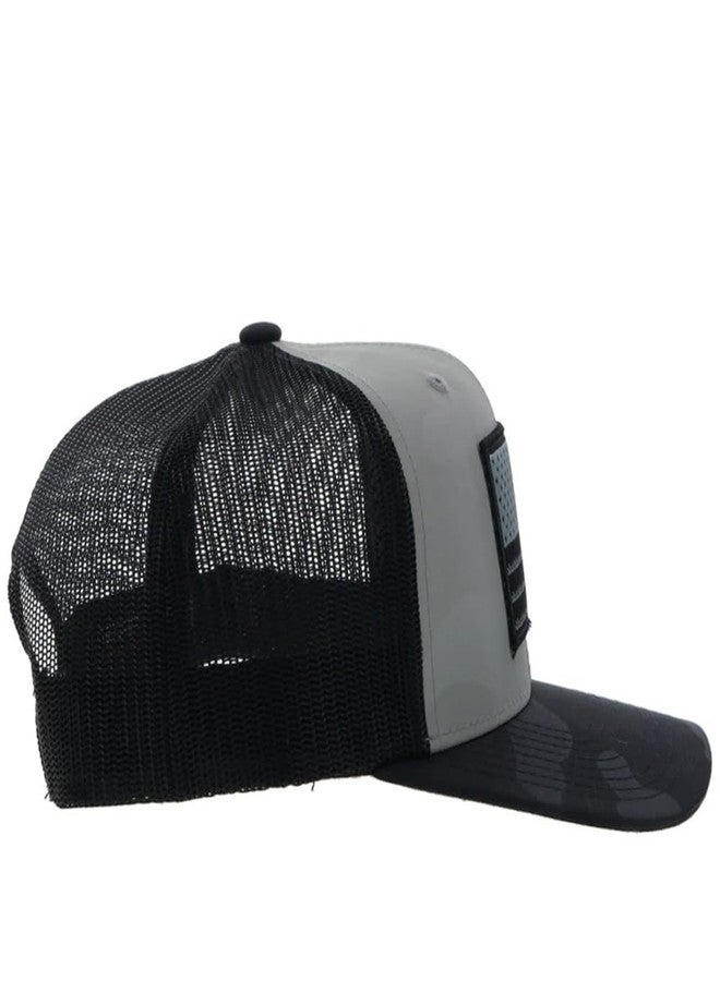 HOOEY Liberty Rope Trucker Hat for Men - Adjustable Snapback, Breathable Mesh Baseball Cap - Western Trucker Hat - One Size - American Flag Logo Design - Grey Camo/Black - Image 4