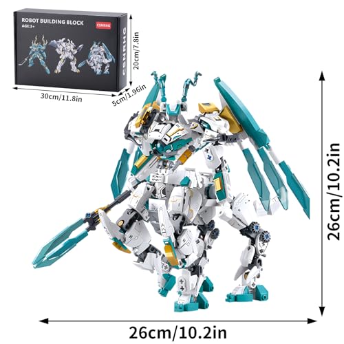 CSNRHG White Horse Dragon Samurai mech Robot Model Knight 2 in 1 Building Blocks Toy Set Mythical Birthday for Age 8 Children Adults Teens 731 Pieces - Image 5