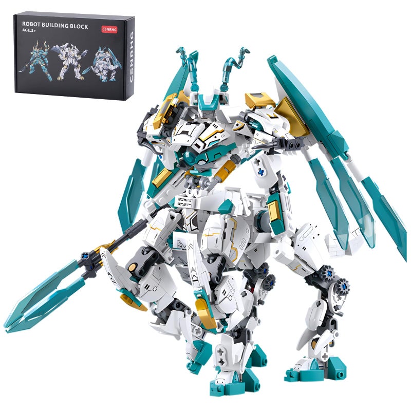 CSNRHG White Horse Dragon Samurai mech Robot Model Knight 2 in 1 Building Blocks Toy Set Mythical Birthday for Age 8 Children Adults Teens 731 Pieces - Image 4