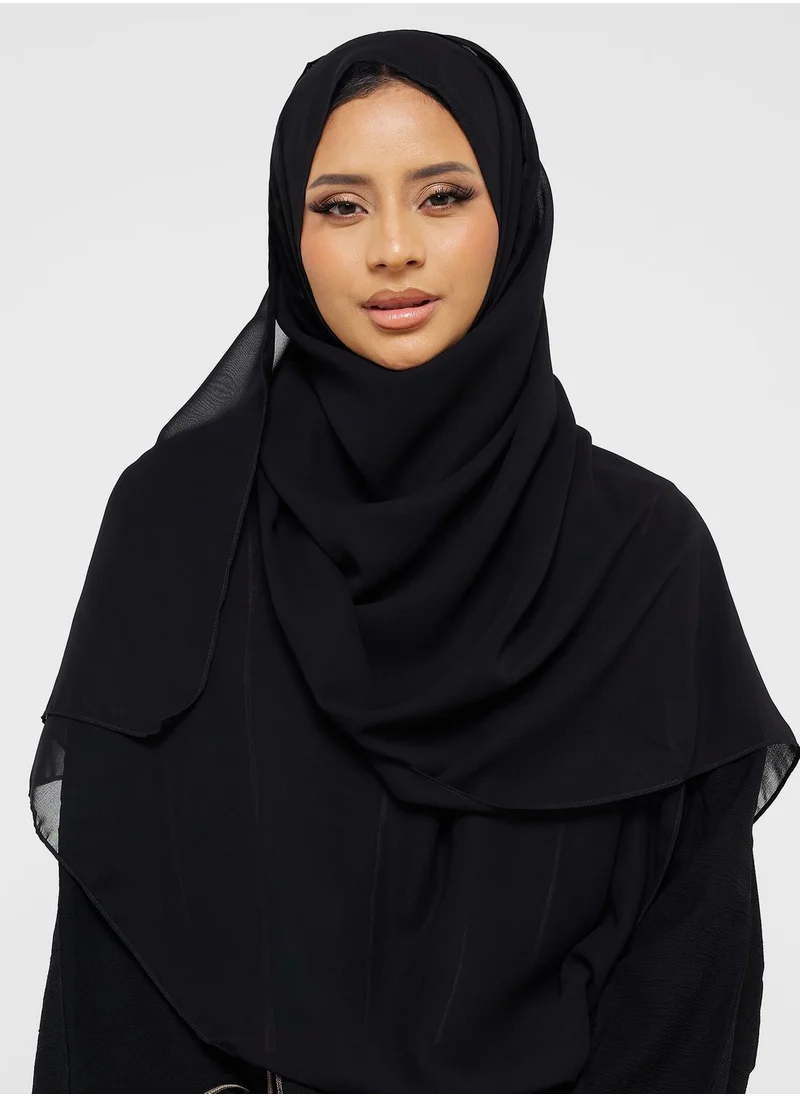 Khizana Colorblock Detail Abaya With Sheila