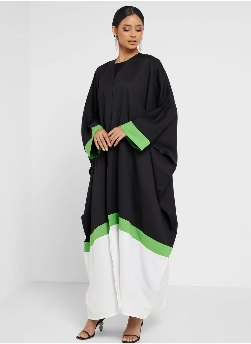 Khizana Colorblock Detail Abaya With Sheila