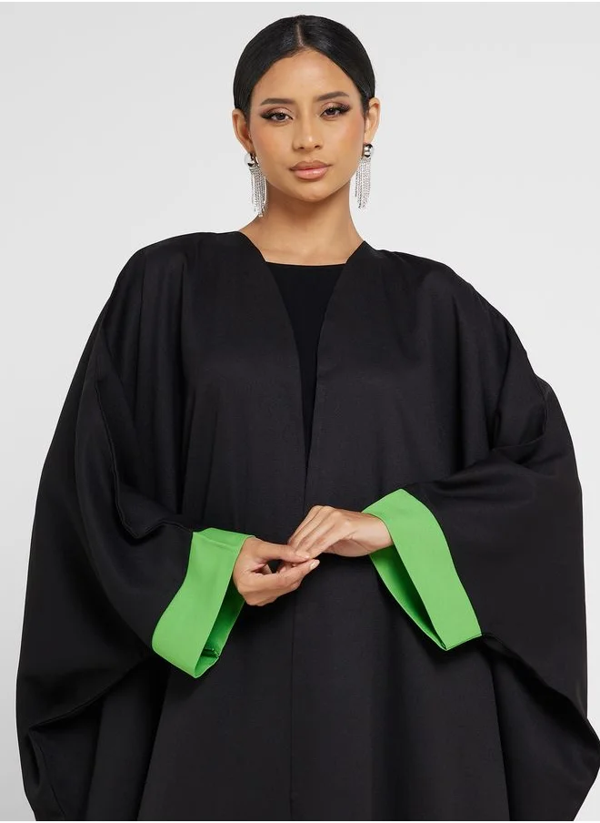 Khizana Colorblock Detail Abaya With Sheila