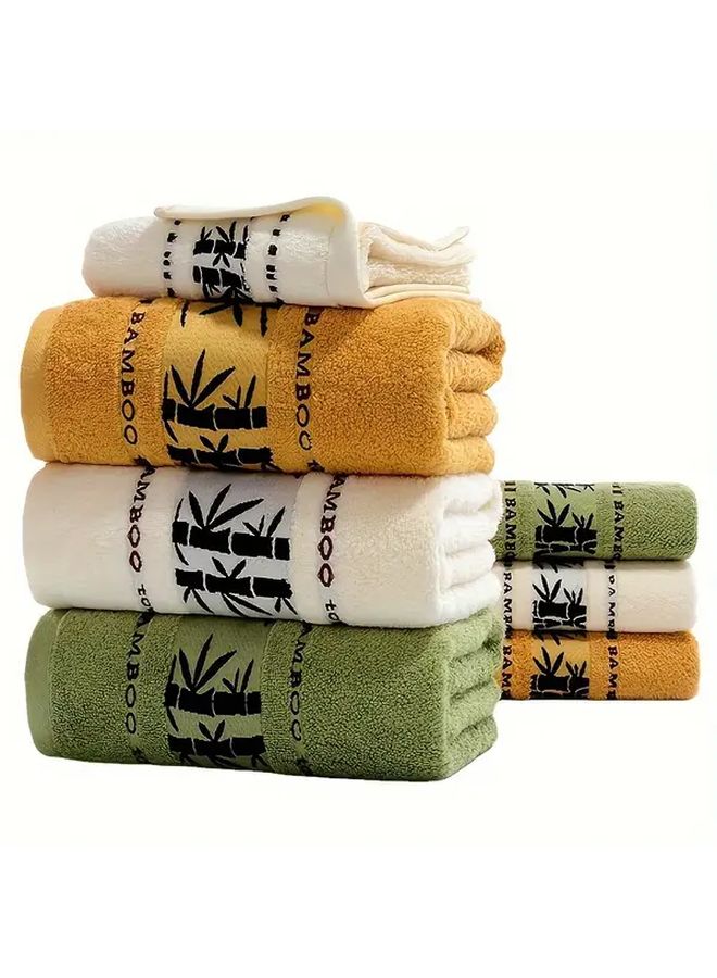 3 Pcs Green Bamboo Fiber Bath Towels Set Soft Quick Dry High Absorbency - Image 5