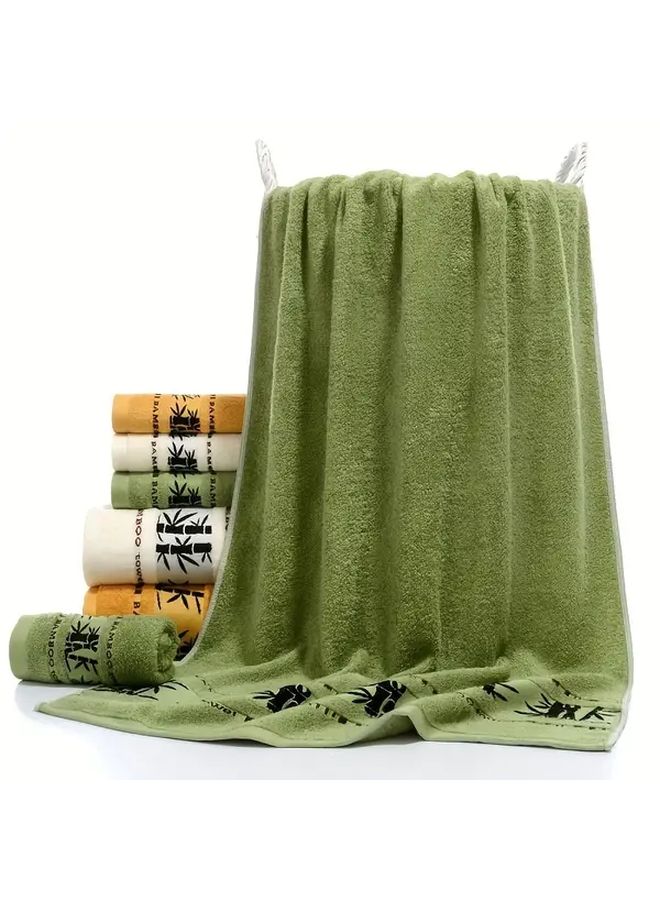 3 Pcs Green Bamboo Fiber Bath Towels Set Soft Quick Dry High Absorbency - Image 4