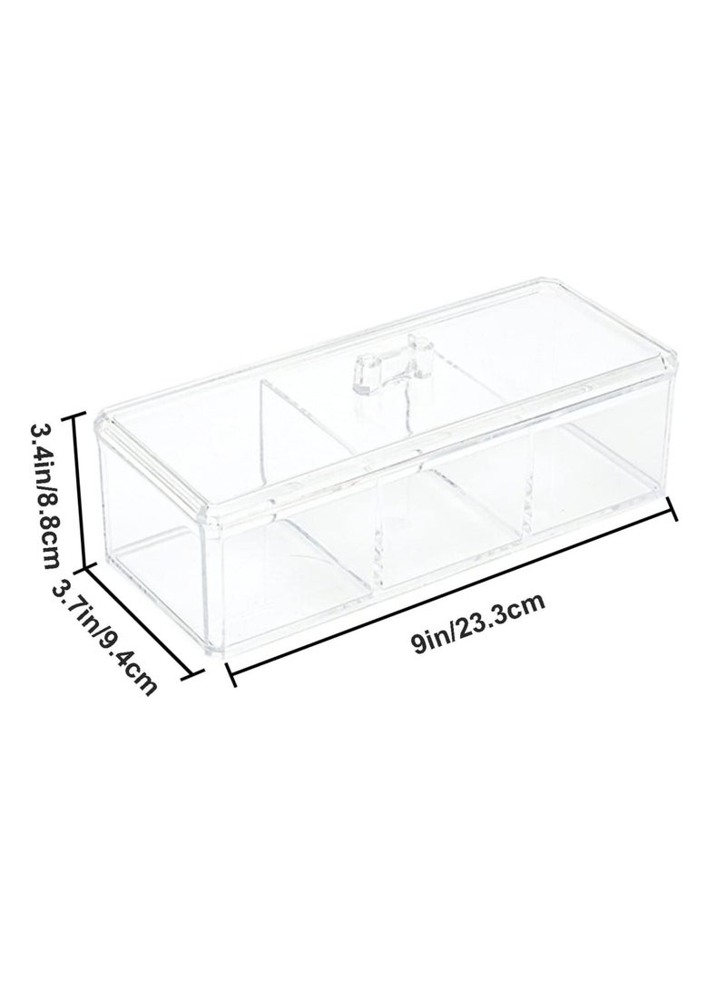 SYOSI Square Qtip Holder Dispenser, 3 Compartments Cotton Ball Holder, Bathroom Canisters for Swab, Ball, Pad Organizer, Clear Acrylic Containers with Lid Vanity Countertop Rectangle and Swab Organizer - Image 2
