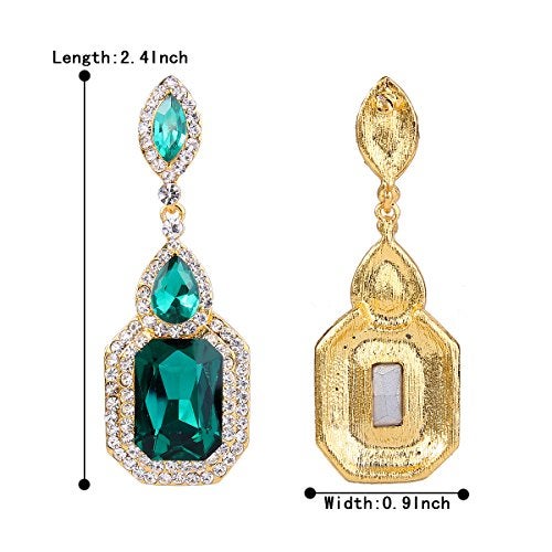 BriLove Women's Wedding Bridal Dangle Earrings Crystal Infinity Figure 8 Chandelier Jewelry Emerald Color - Image 5