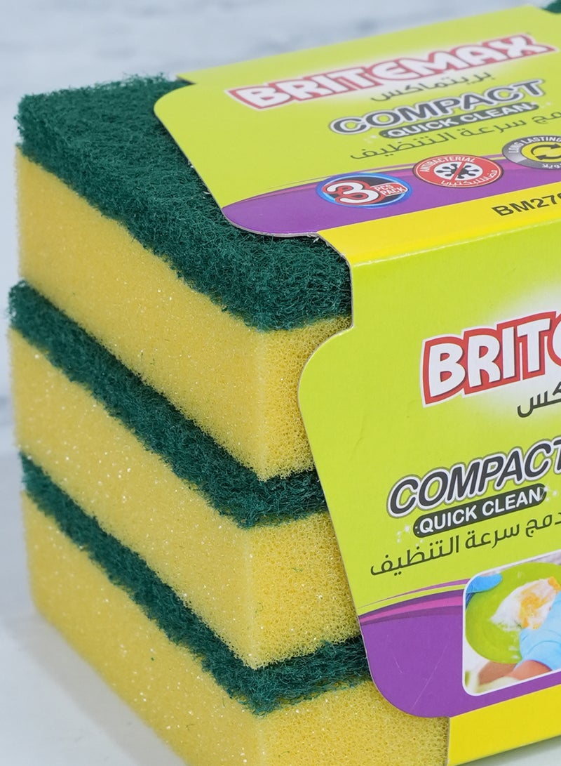 BRITEMAX SPONGE SCOURER 3PCS SP-210B DISH CLEANING ,KITCHEN - Image 5