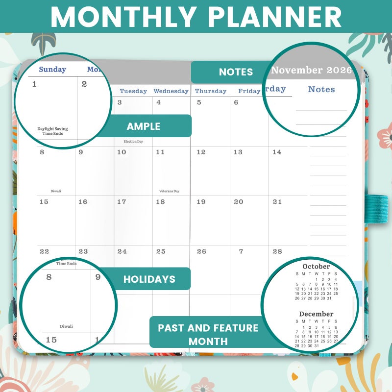 Coboll 2026 Pocket Planner/Calendar - Weekly & Monthly Planner 2026, JAN 2026 - DEC 2026, 6.3" x 3.8", with Pen Holder, Inner Pocket - Image 2