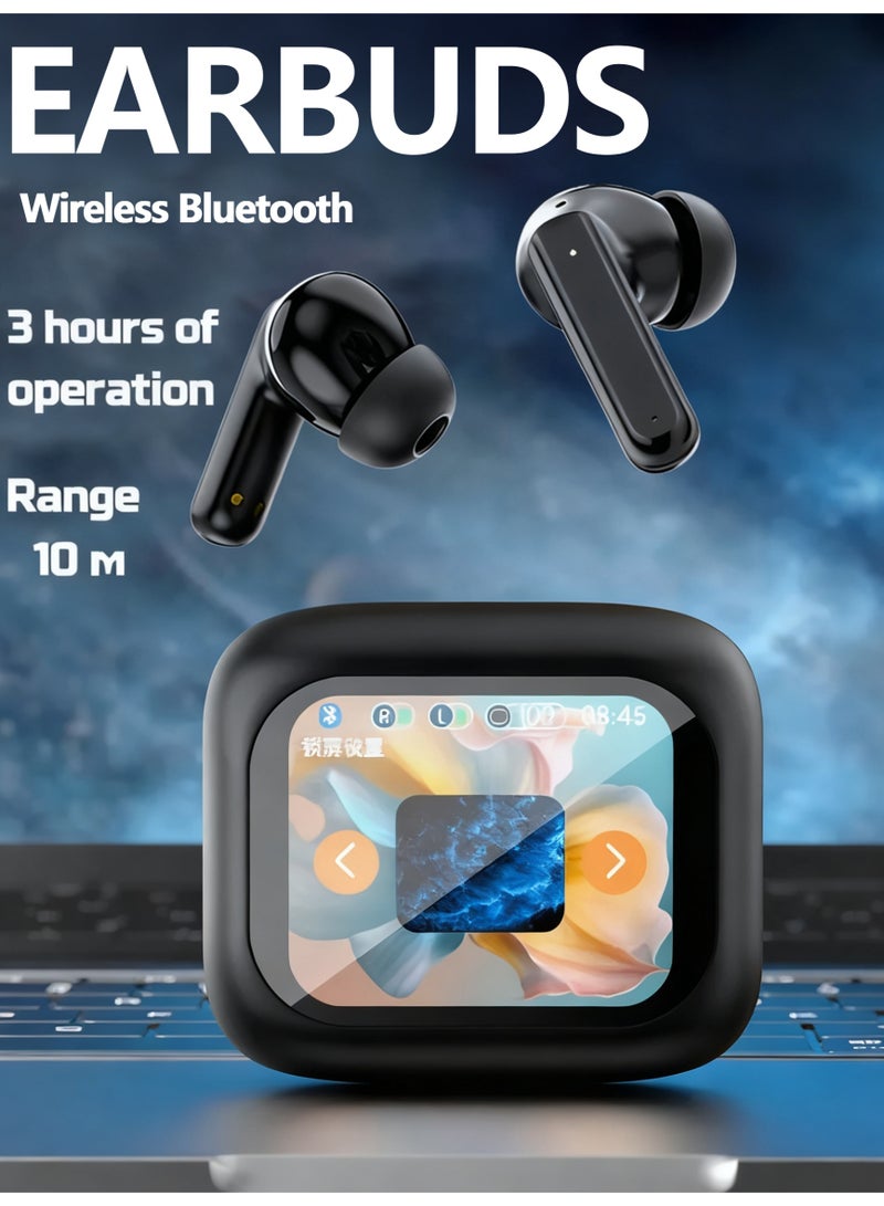 سماعات TWS فاخرة بشاشة لمس - موديل LX10، إلغاء ضوضاء، بلوتوث 5.3، 30 ساعة تشغيل - Image 1