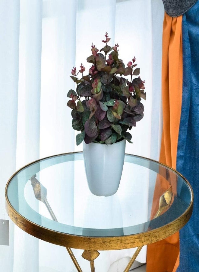 2-Piece Artificial Eucalyptus Flowers Potted Artificial Plants in Plastic Pot for Home Indoor Dinning Table Centerpiece Decoration - Silk Flowers(Red Green)