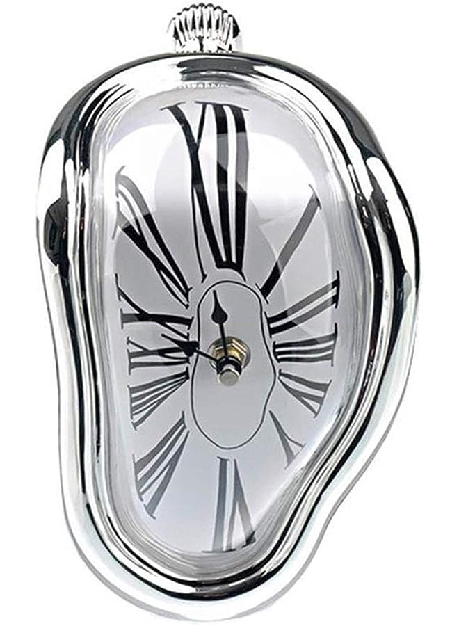 Raxoom ساعة حائط سريالية ذائبة ومشوهة (فضية) - Image 1