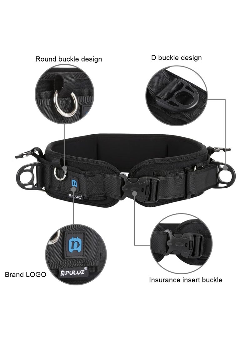 PULUZ Multi-functional Waistband Strap Belt with Hook for SLR/DSLR Cameras, Adjustable Neoprene Camera Belt with D Rings for Lens Bag, Extra Camera Mounts, and Accessories – Lightweight & Breathable - Image 3