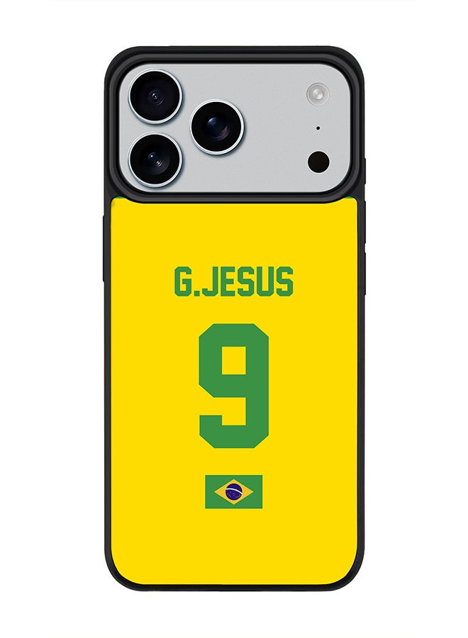 Stylizedd iPhone 17 Pro Max Case, [Compatible with MagSafe] Slim Magnetic cover Phone Case iPhone 17 Pro Max -Football - Brazil,  G.Jesus - Image 1