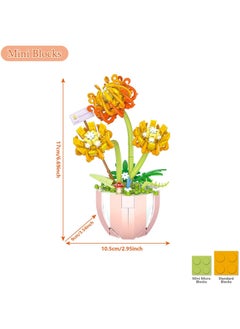 Y&D Flower Bouquet Building Kit,Mini Chrysanthemum Block Set Bonsai Tree Toys Kits Botanical Collection for Home Decoration 8+ 8-12 6-12 Creative Decor, Gifts Women Mother Kids 6+Ages  - Image 5