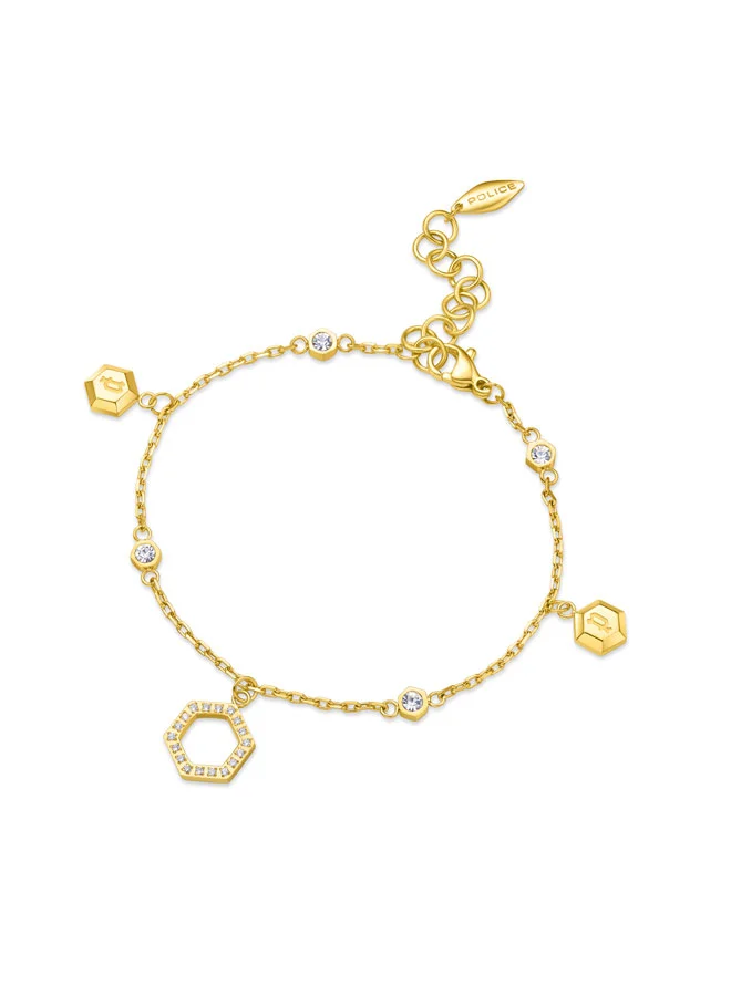 POLICE Fluorescent Gold Plated Necklace, Earrings, Bangle Set Box for Women's