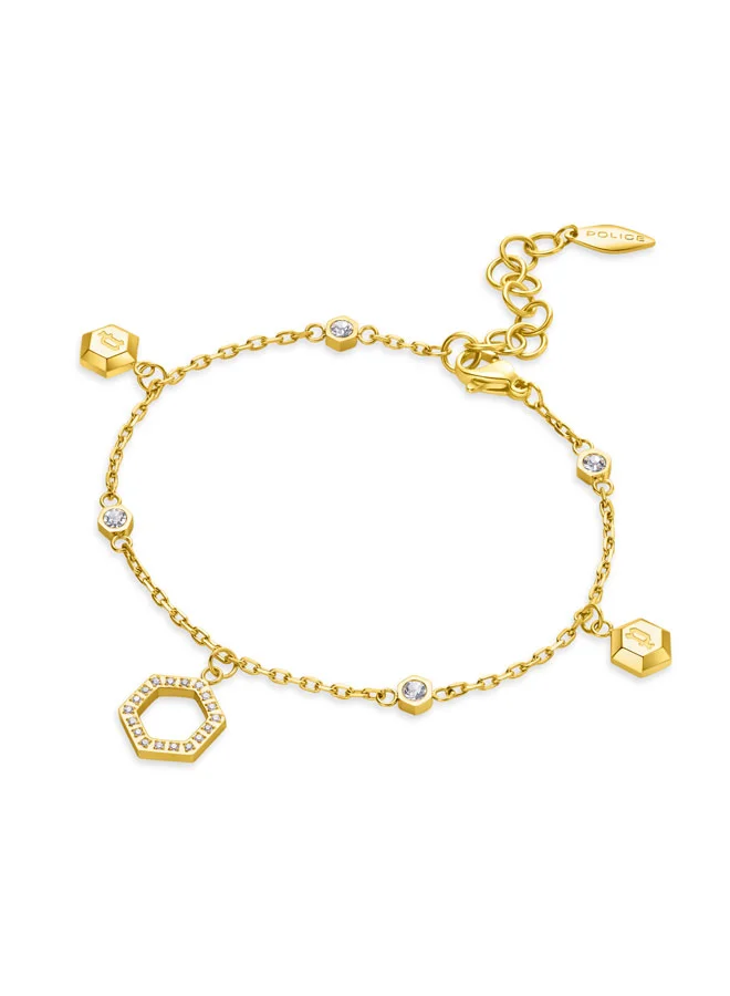 POLICE Fluorescent Gold Plated Necklace, Earrings, Bangle Set Box for Women's