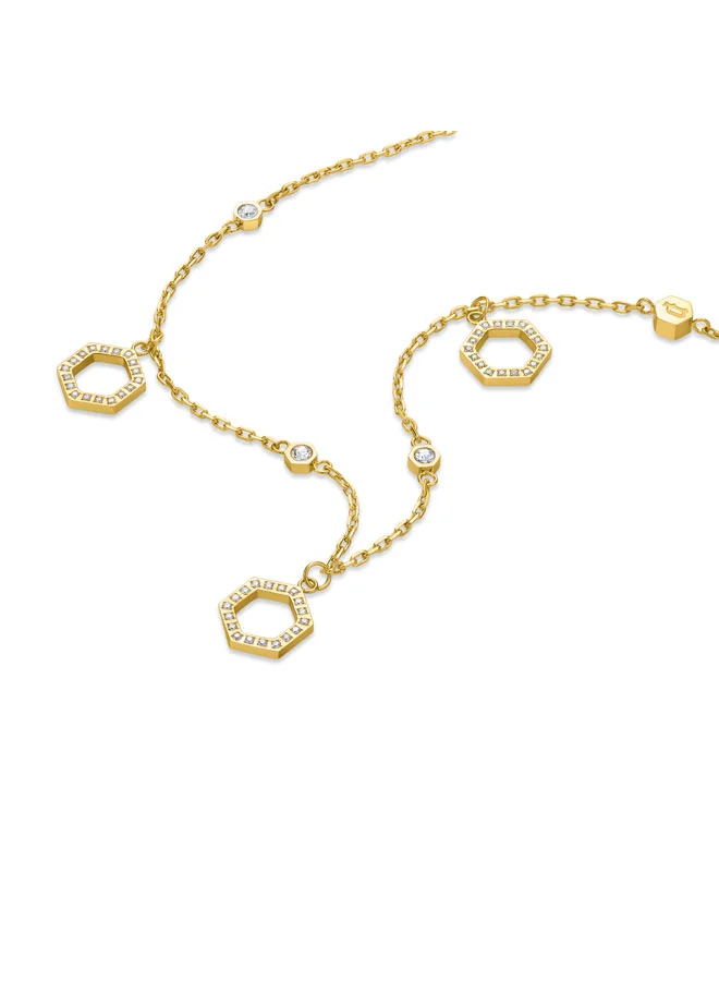 POLICE Fluorescent Gold Plated Necklace, Earrings, Bangle Set Box for Women's