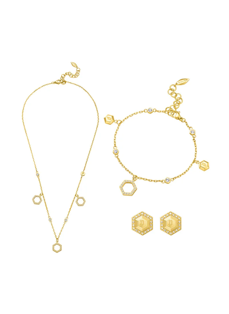 بوليس Fluorescent Gold Plated Necklace, Earrings, Bangle Set Box for Women's