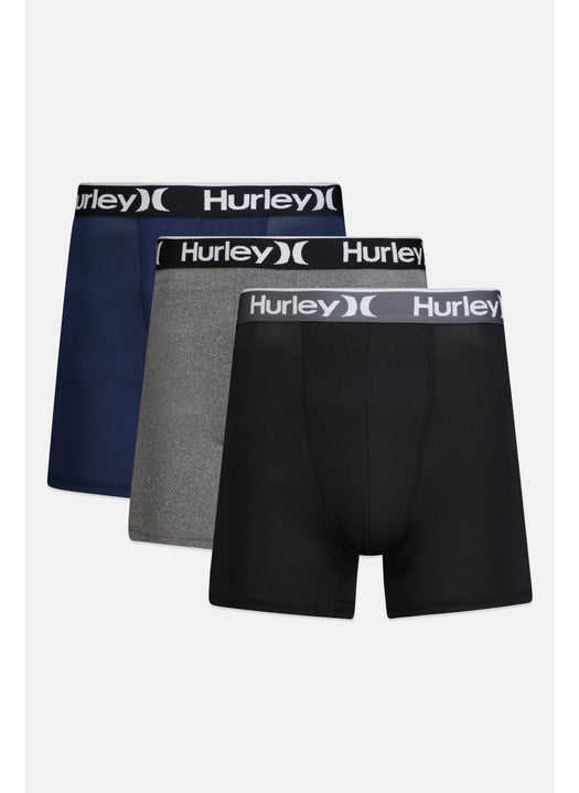 Men 3 Pcs Brand Logo Boxer Brief Set, Multicolor