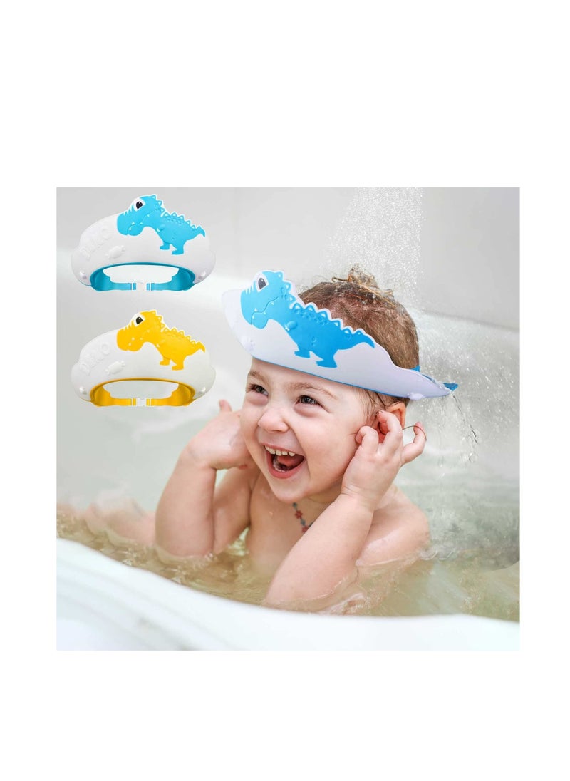 KASTWAVE - Baby Shower Cap, KASTWAVE for Kids Hair Washing Shield Toddler Bath hat Baby Shower Visor Baby Shampoo Cap Head Protector Cute Dinosaur Shape Makes Baby Bath More Fun Blue (2 Pack) - Image 1