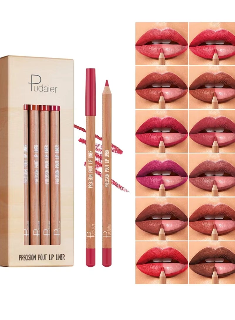 pudaier 12Pcs Lip Liner Set Lip Liner Lipstick Set 12 Colors Lip Liner Pencil Matte Waterproof Long Lasting Lipstick Lip Contour Makeup Lip Liner Set Full Color One Stroke Define Lip Liner - Image 1