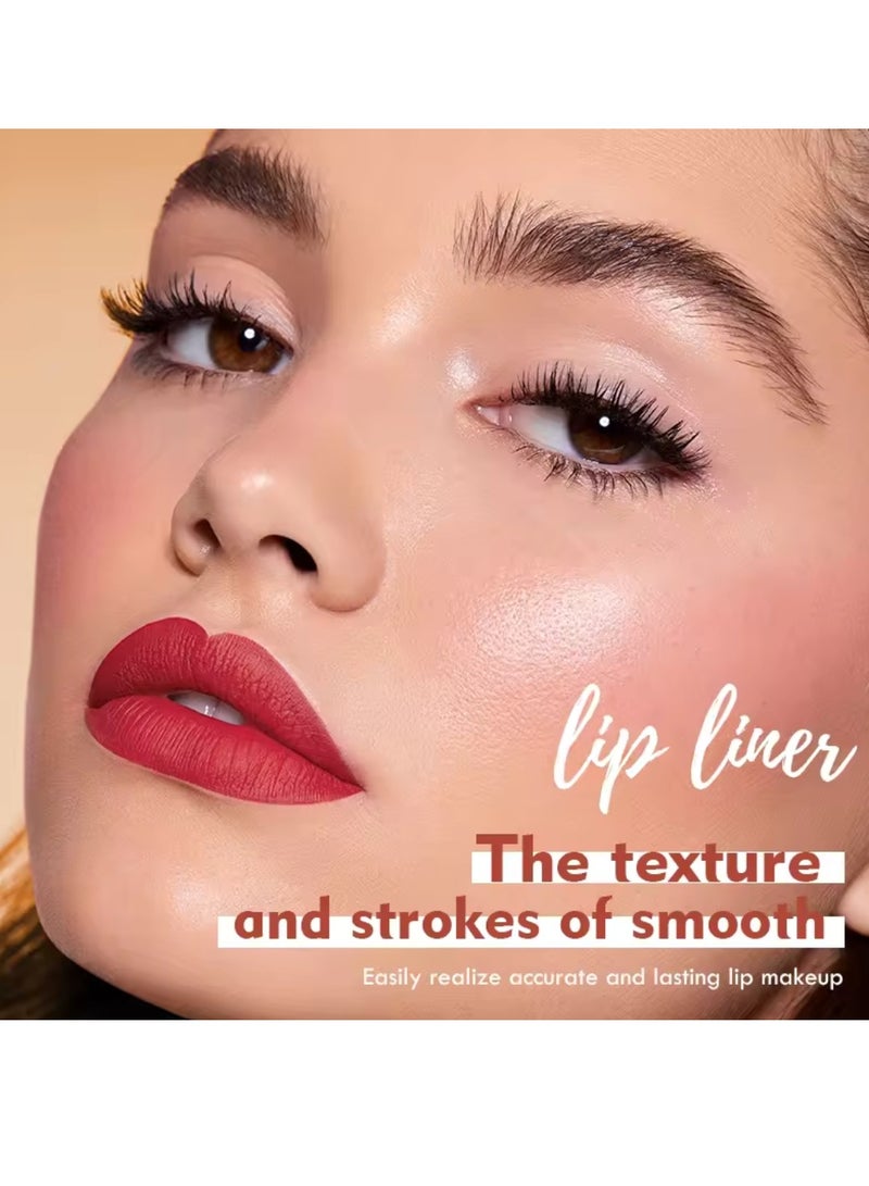 pudaier 12Pcs Lip Liner Set Lip Liner Lipstick Set 12 Colors Lip Liner Pencil Matte Waterproof Long Lasting Lipstick Lip Contour Makeup Lip Liner Set Full Color One Stroke Define Lip Liner - Image 2