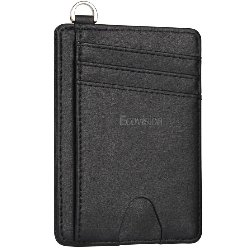 EcoVision Slim Minimalist Front Pocket Wallet, RFID Blocking Credit Card Holder Wallet with Detachable D-Shackle for Men Women - Image 1