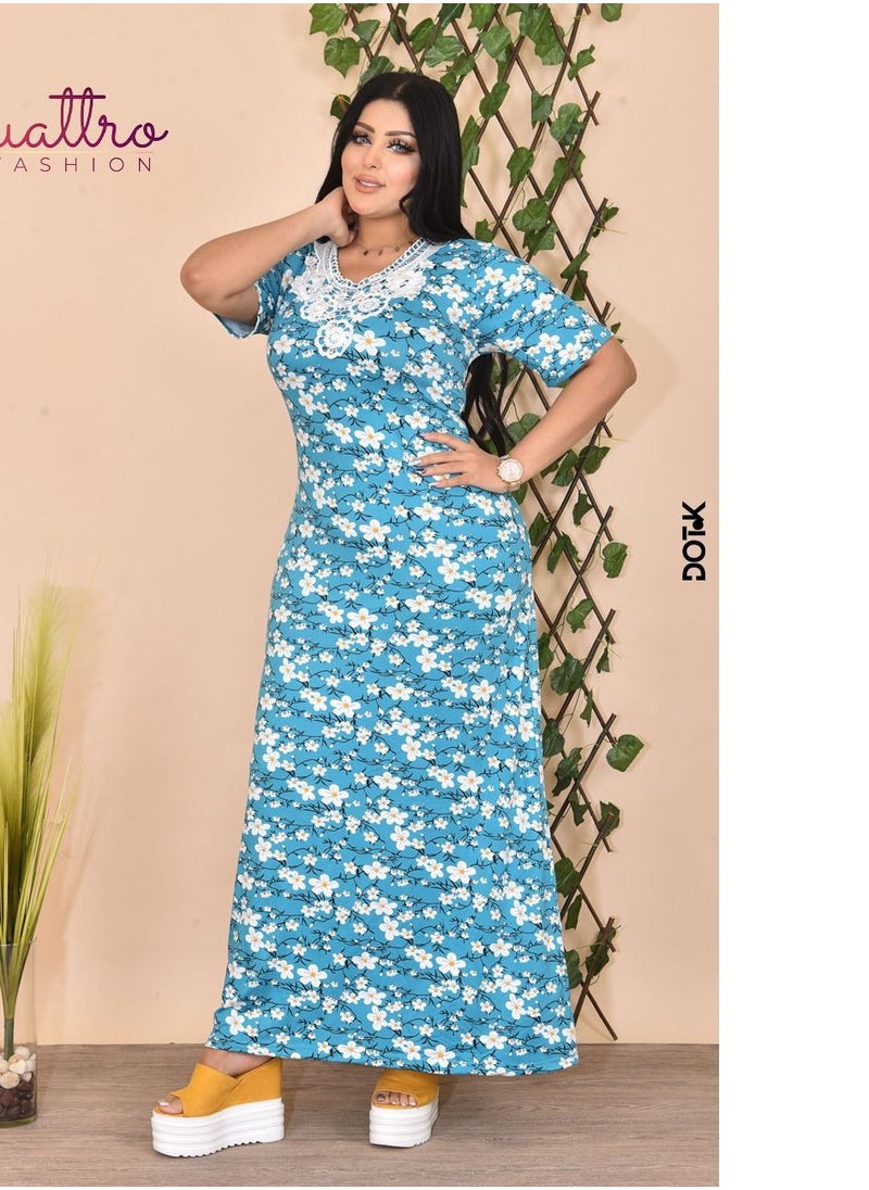 لانتيك جلابية حريمى نص كم تركواز XXL 