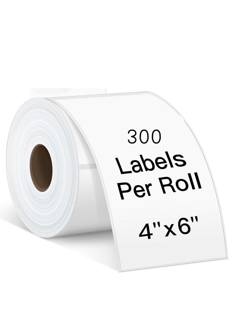 Direct Thermal Labels Roll 100mm×150mm (4'' x 6'')-300 Labels, Direct Thermal Shipping Labels White Mailing Thermal Paper Rolls Barcode Labels - Image 1
