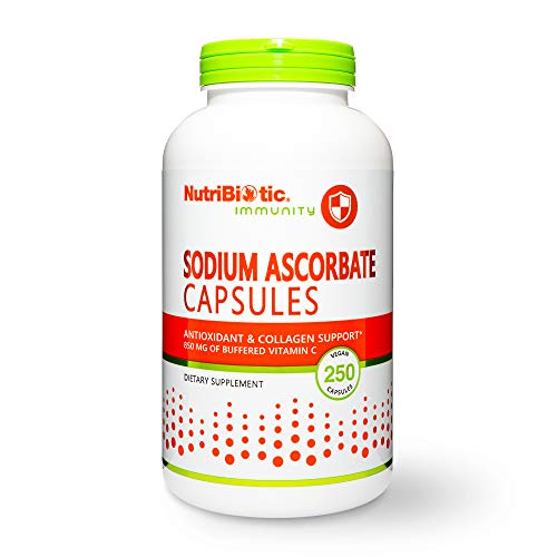 Nutribiotic NutriBiotic Sodium Ascorbate Buffered Vitamin C Capsules 250 Ct Vegan NonAcidic Easier on Digestion Than Ascorbic Acid Essential Immune Support Antioxidant Supplement Gluten GMO Free