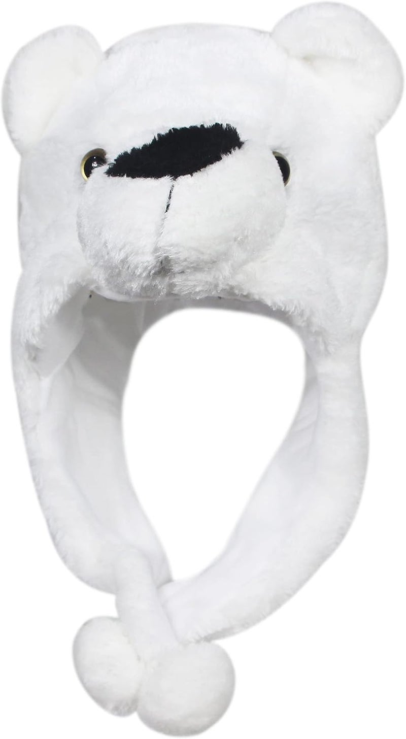 Timiot Cute Plush Animal Character Winter Hat Fun Ski Cap with Detailed Animal Face Long Ear Straps with Pom Pom Ends - Image 2