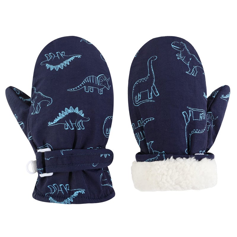Fynnsure toddler Mittnes Lined fleece Snow gloves for boys girls kids winter ski gloves baby mittens Blue 1-2 Years - Image 1