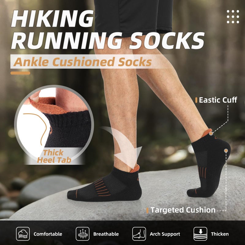 Lapulas Merino Wool Ankle Hiking Running Socks for Men Women Breathable Compression Thick Athletic No Show Socks 6 Pairs - Image 3