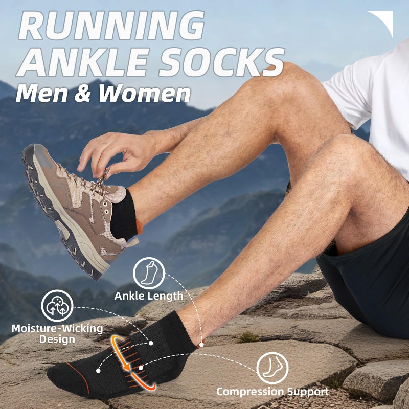 Lapulas Merino Wool Ankle Hiking Running Socks for Men Women Breathable Compression Thick Athletic No Show Socks 6 Pairs - Image 2