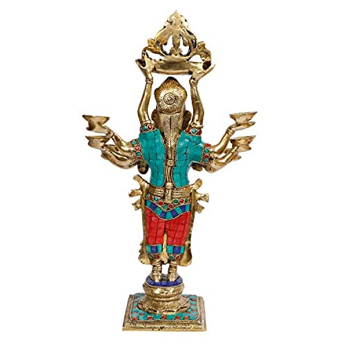 ARTVARKO Lady Diya Eight Oil Lamp Deepak Brass Idol Welcome Lady Deepluxmi Diwali Pooja Light Mandir Home Decor Diyas 15 Inches - Image 4