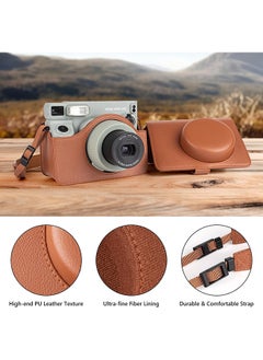 O Ozone Camera Case for Instax Wide 400 Camera, PU Leather Protective Carrying Camera Bag with Adjustable Shoulder Strap- Brown  - Image 3
