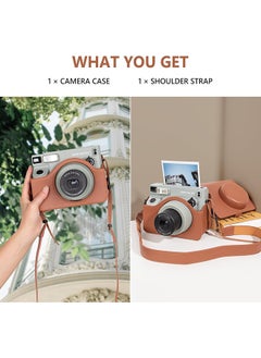 O Ozone Camera Case for Instax Wide 400 Camera, PU Leather Protective Carrying Camera Bag with Adjustable Shoulder Strap- Brown  - Image 5